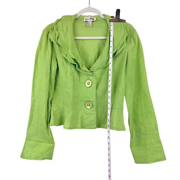 Vintage | Joseph Ribkoff | 6 | Ruffled Collar Blazer | Green | Y2K | Feminine - Picture 16 of 16